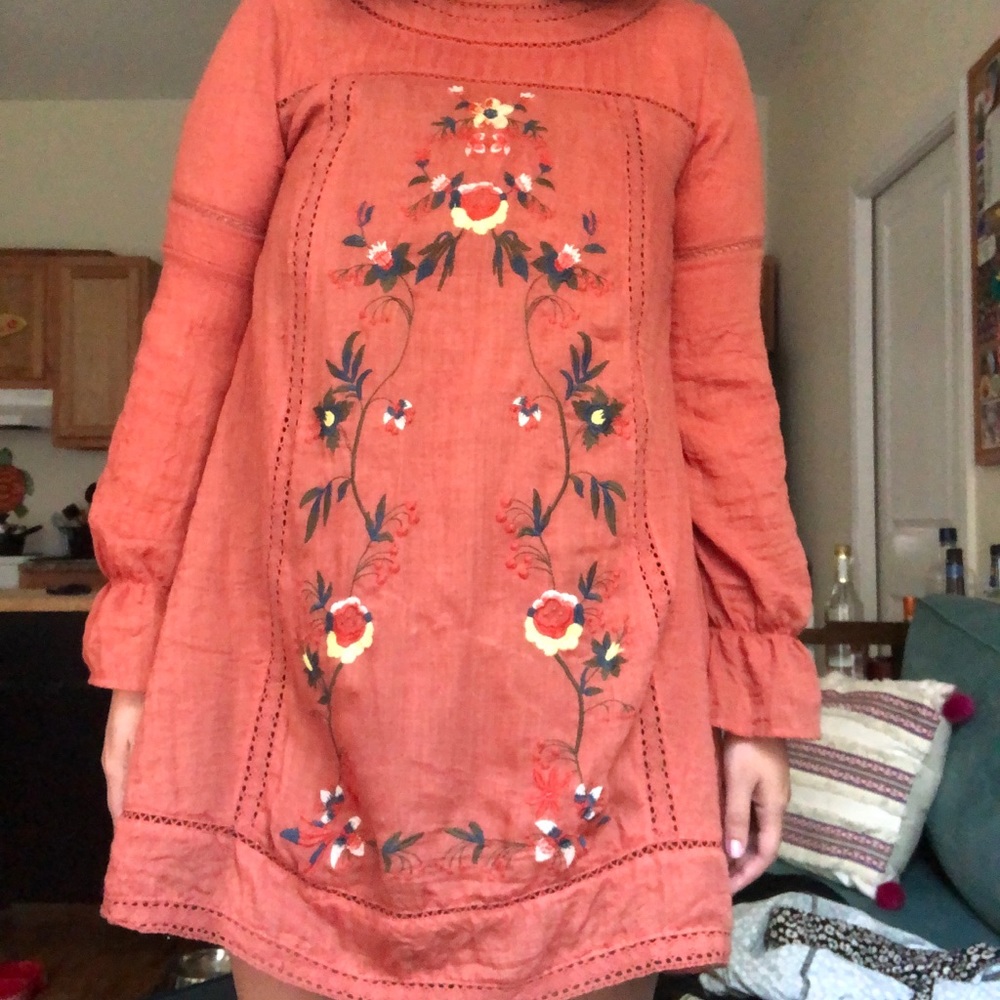 Orange peasant dress